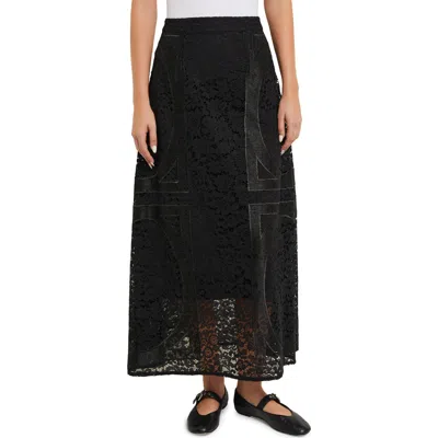 Misook Modern Fit Textural Woven Maxi Skirt In Black
