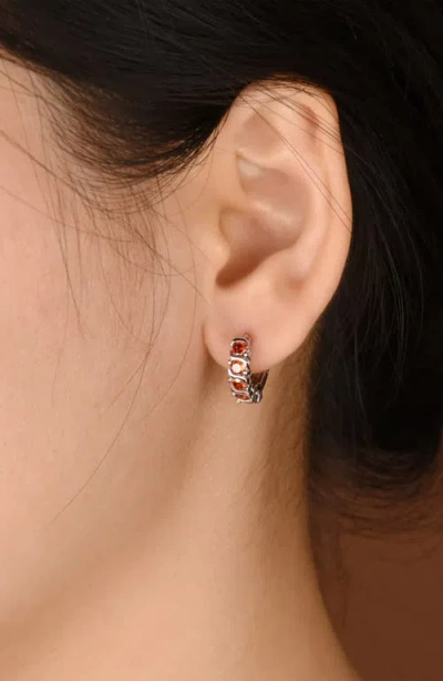 Bling Jewelry Blue Cz Huggie Hoop Earrings In Black