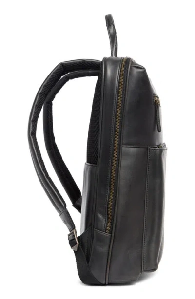 Johnston & Murphy Waxy Leather Slim Commuter Backpack In Black