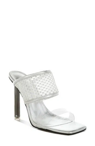 London Rag Salween Clear Strap Stiletto Sandal In Silver