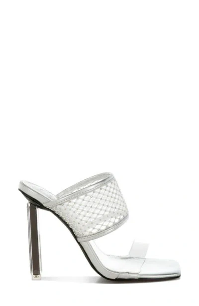 London Rag Salween Clear Strap Stiletto Sandal In Silver