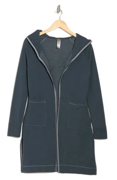Go Couture Wrap Front Hooded Cardigan In Charcoal