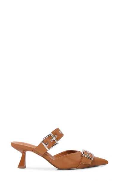 Berness Archer Pointed Toe Kitten Heel Mule In Camel