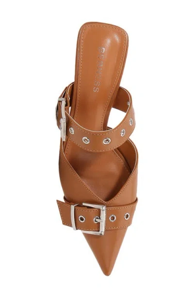 Berness Archer Pointed Toe Kitten Heel Mule In Camel