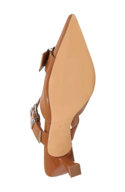 Berness Archer Pointed Toe Kitten Heel Mule In Camel