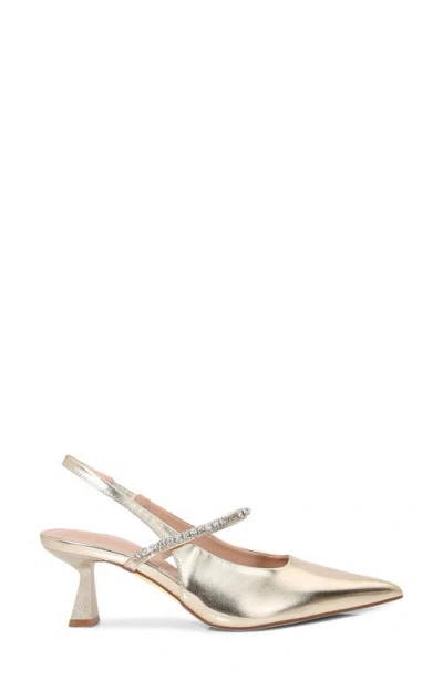 Berness Camille Rhinestone Pointed Toe Slingback Pump In Gold