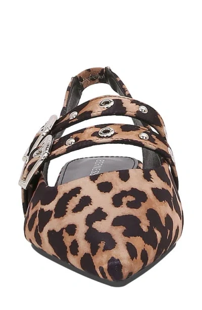 Berness Fabiola Double Buckle Pointed Toe Slingback Flat In Leopard