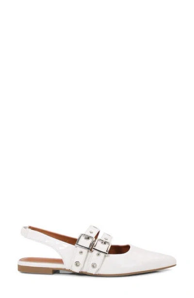 Berness Fabiola Double Buckle Pointed Toe Slingback Flat In White