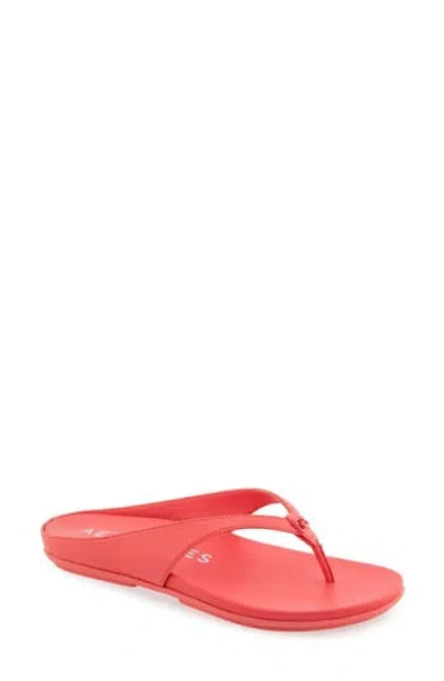 Aerosoles Women's Fisher Round Toe Thong Sandals In Coral Faux Leather