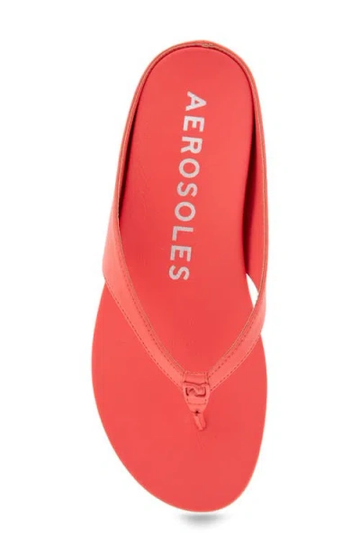 Aerosoles Women's Fisher Round Toe Thong Sandals In Coral Faux Leather