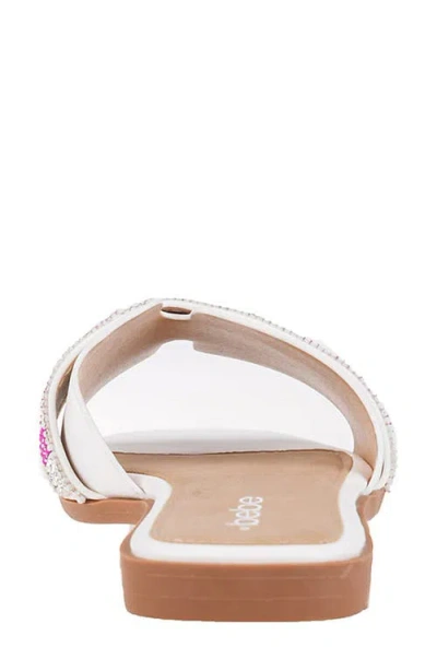 Bebe Rhinestone Slide Sandal In White