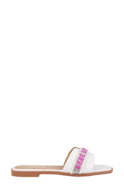 Bebe Rhinestone Slide Sandal In White