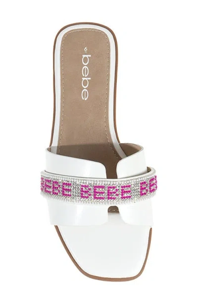 Bebe Rhinestone Slide Sandal In White