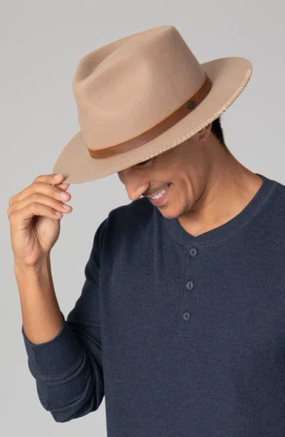 San Diego Hat Faux Leather Wool Fedora In Tan