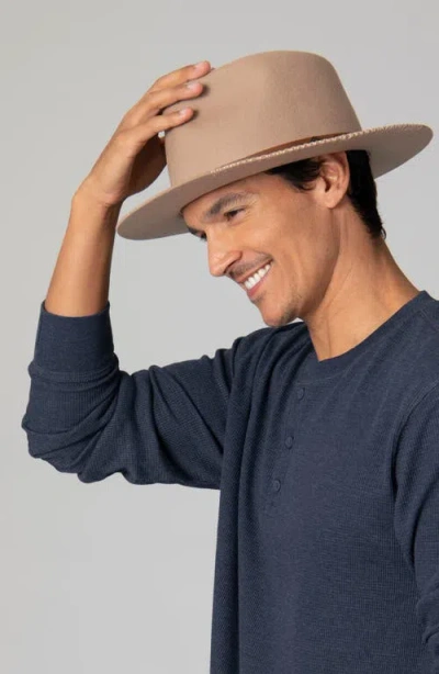 San Diego Hat Faux Leather Wool Fedora In Tan