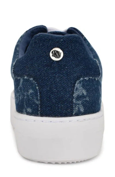 Nine West Women's Gatspy Lace-up Platform Sneakers In Dark Blue Denim Floral Multi