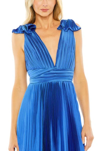 Mac Duggal 49734 High Low Formal Pleated A Line Evening Dress In Cobalt