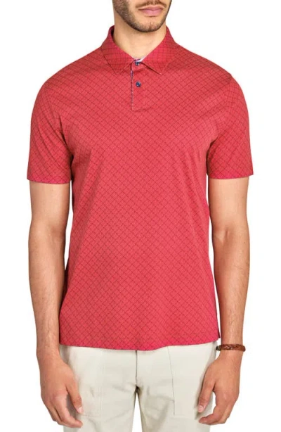 Brooklyn Brigade Geo Short Sleeve Polo In Rust