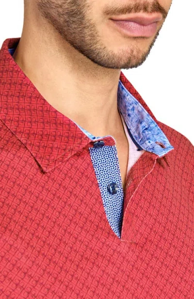 Brooklyn Brigade Geo Short Sleeve Polo In Rust