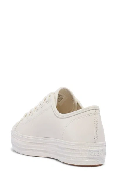 Keds Women's Triple Up Leather Piping Lace Up Leather Sneakers In Off White