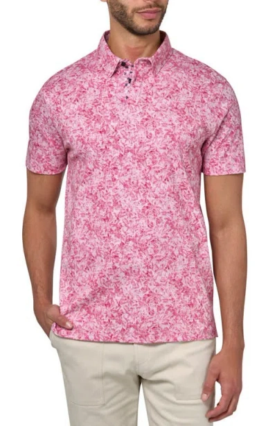 Brooklyn Brigade Abstract Floral Polo In Terracotta