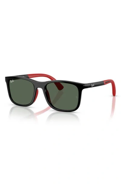 Ray Ban Ray-ban Kids' 49mm Rectangular Optical Glasses & Clip-on Sunglasses In Black/dark Green