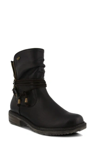 Spring Step Kathie Side Zip Bootie In Black Faux Leather