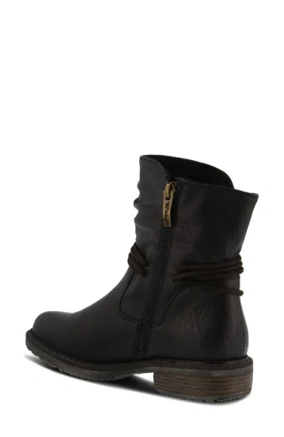 Spring Step Kathie Side Zip Bootie In Black Faux Leather