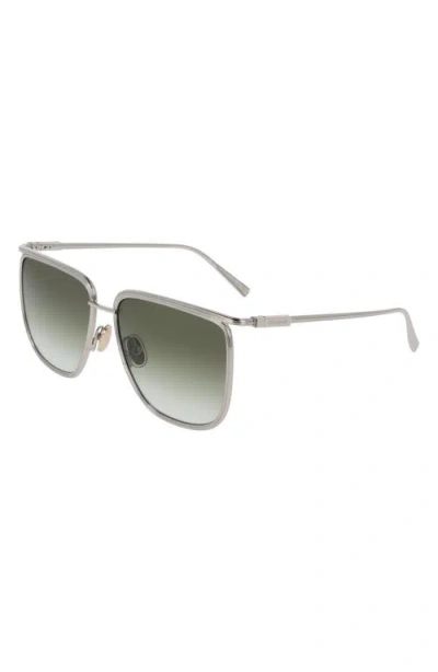 Ferragamo 58mm Gradient Modified Rectangular Sunglasses In Gold/green Gradient