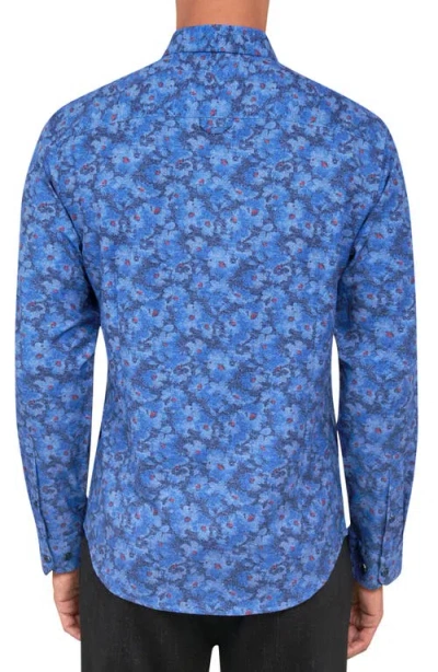 Brooklyn Brigade Denim Floral Long Sleeve Shirt In Navy