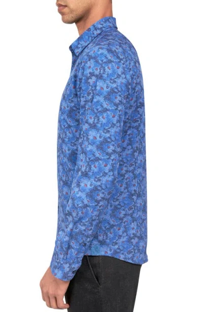 Brooklyn Brigade Denim Floral Long Sleeve Shirt In Navy