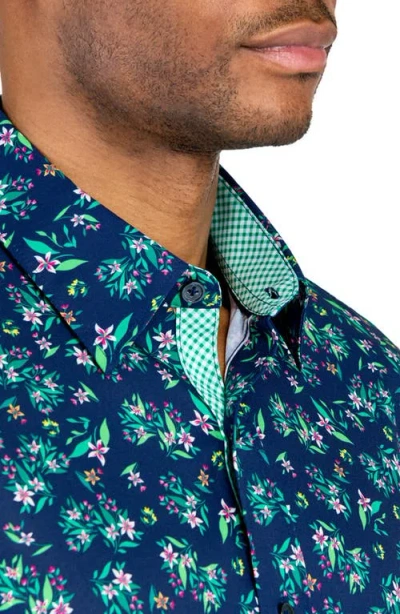 Construct Lily Bouquet Woven Long Sleeve Shirt In Green