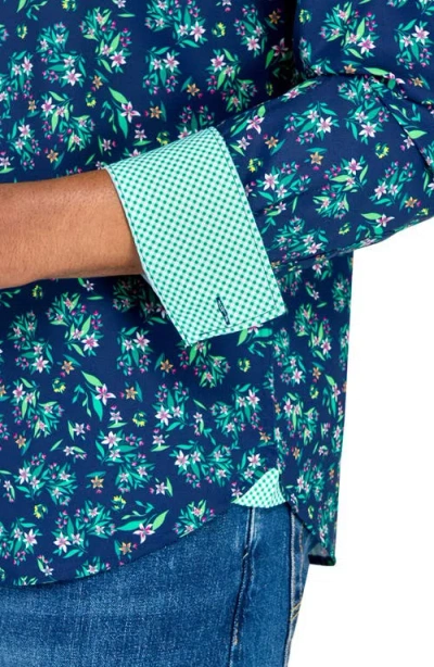 Construct Lily Bouquet Woven Long Sleeve Shirt In Green