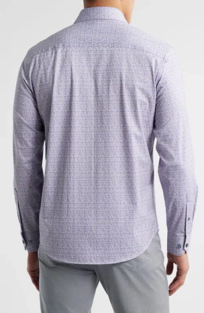 Bugatchi Jimmy Ooohcotton® Abstract & Check Print Button-up Shirt In Dusty Pink