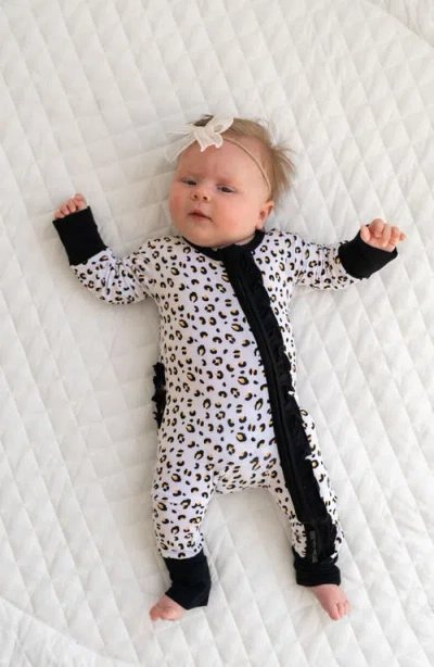 Laree + Co Allie Ruffle Convertible Footie In Leopard