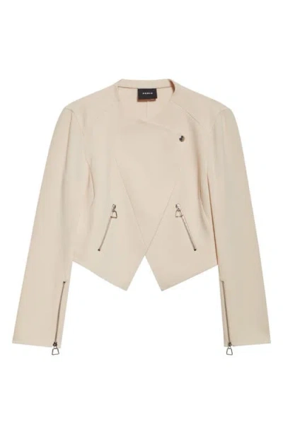 Akris Ariel Double Face Wool Crop Jacket In Seashell