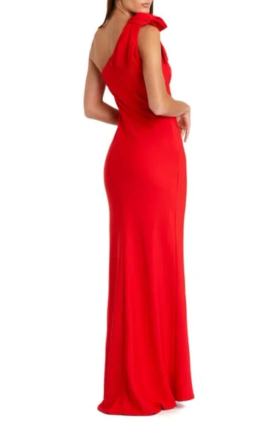 Mac Duggal One-shoulder Side Slit Gown In Red