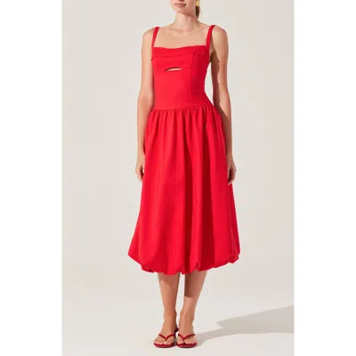 Astr The Label Jevi Sleeveless Bubble Midi Dress In Red