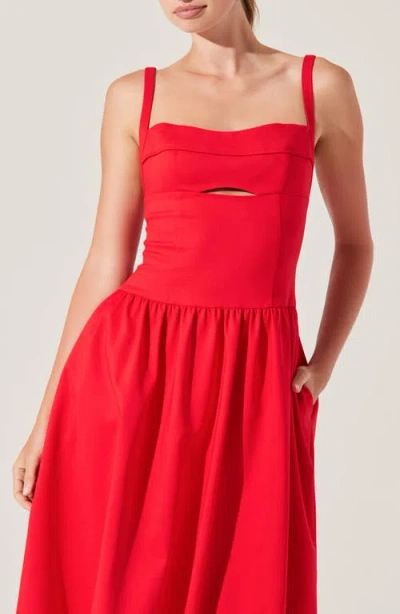 Astr The Label Jevi Sleeveless Bubble Midi Dress In Red