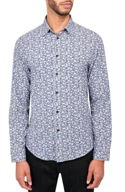 Brooklyn Brigade Ditsy Floral Long Sleeve Shirt In Grey