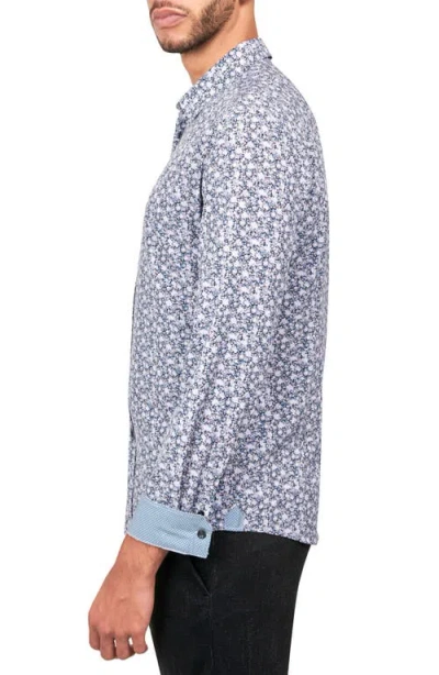 Brooklyn Brigade Ditsy Floral Long Sleeve Shirt In Grey