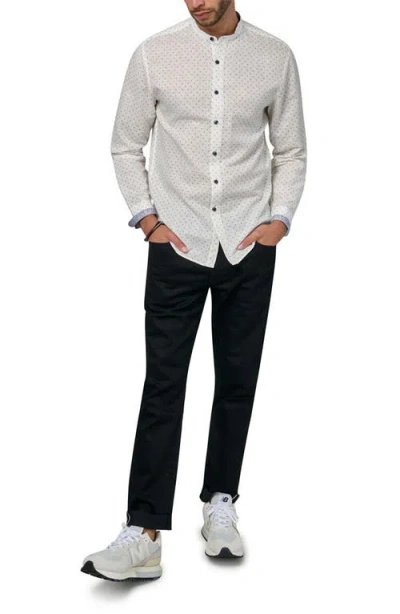 Brooklyn Brigade Axel Long Sleeve Mandarin Shirt In White