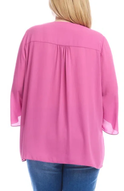 Karen Kane Plus Size Crossover Hem Top In Pink