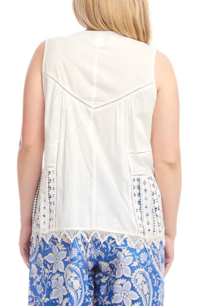Karen Kane Lace Detail Sleeveless Cotton Top In Off White