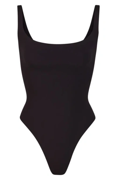 Skims Fits Everybody Square Neck Bodysuit In Black