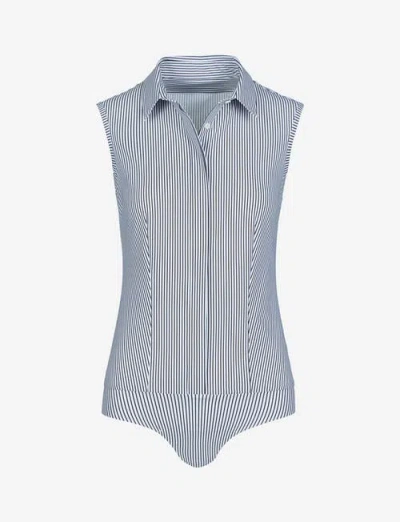 Commando Classic Printed Sleeveless Button Down Bodysuit In Black/white Polka Dot