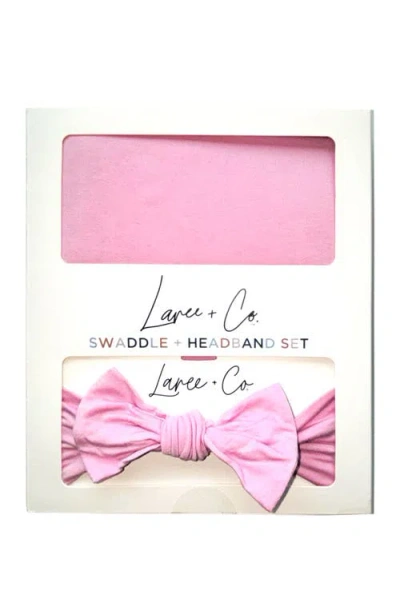 Laree + Co Lillian Pink Swaddle + Headband Set In Pink