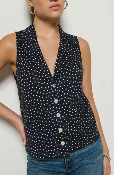 Nation Ltd Caia Havana Polka Dot Pima Cotton Blend Button-up Top In Cabana Pol