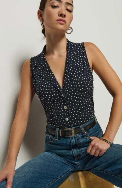 Nation Ltd Caia Havana Polka Dot Pima Cotton Blend Button-up Top In Cabana Pol