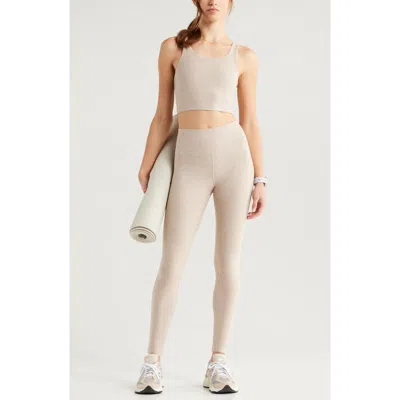 Zella Renew Mélange High Waist Leggings In Tan Thread Melange